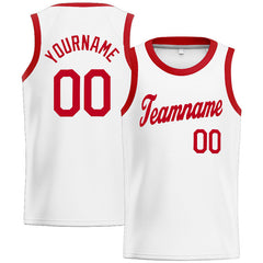 Benutzerdefinierte Authentisch Basketball Trikot Weiß Rot