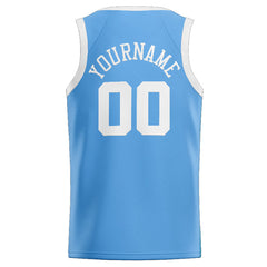 Benutzerdefinierte Authentisch Basketball Trikot Hellblau-Weiß