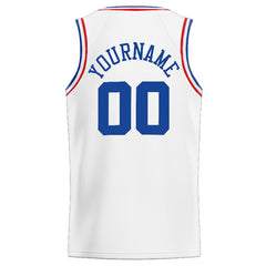 Benutzerdefinierte Authentisch Basketball Trikot Weiß-Royal-Rot