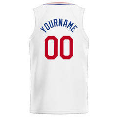 Benutzerdefinierte Authentisch Basketball Trikot Weiß- Königlich- Rot