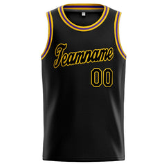 Benutzerdefinierte Authentisch Basketball Trikot Schwarz- Gelb