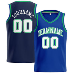 Benutzerdefinierte Authentisch Basketball Trikot Königlich- Marine- Weiß-Kelly Green