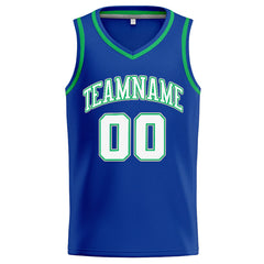 Benutzerdefinierte Authentisch Basketball Trikot Königlich- Marine- Weiß-Kelly Green