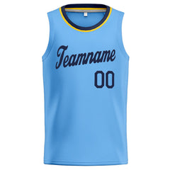 Benutzerdefinierte Authentisch Basketball Trikot Hellblau-Marine-Gelb