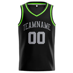 Benutzerdefinierte Authentisch Basketball Trikot Schwarz-Grau-Neongrün