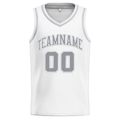 Benutzerdefinierte Authentisch Basketball Trikot Weiß-Grau-Hellgrau