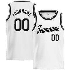 Benutzerdefinierte Authentisch Basketball Trikot Weiß- Schwarz