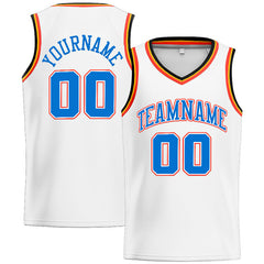 Benutzerdefinierte Authentisch Basketball Trikot Weiß-Blau-Orange-Marine