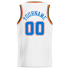 Benutzerdefinierte Authentisch Basketball Trikot Weiß-Blau-Orange-Marine