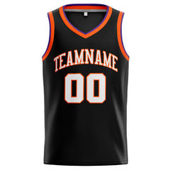 Benutzerdefinierte Authentisch Basketball Trikot Schwarz-Weiß-Orange-Lila