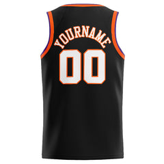 Benutzerdefinierte Authentisch Basketball Trikot Schwarz-Weiß-Orange-Lila