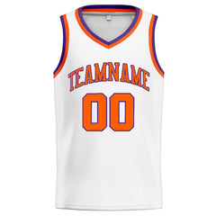 Benutzerdefinierte Authentisch Basketball Trikot Weiß-Orange-Lila