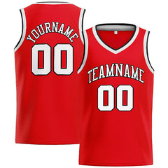 Benutzerdefinierte Authentisch Basketball Trikot Rot-Weiß-Schwarz
