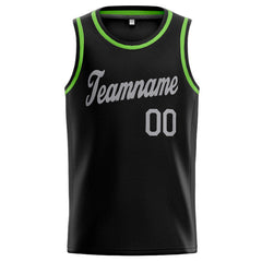 Benutzerdefinierte Authentisch Basketball Trikot Schwarz-Neongrün-Grau