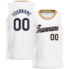Benutzerdefinierte Authentisch Basketball Trikot Weiß-Schwarz-Gold