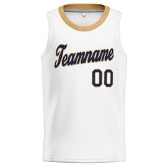 Benutzerdefinierte Authentisch Basketball Trikot Weiß-Schwarz-Gold