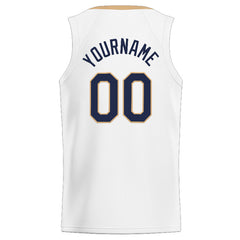 Benutzerdefinierte Authentisch Basketball Trikot Weiß-Schwarz-Gold