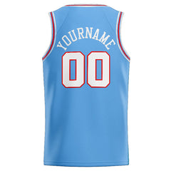 Benutzerdefinierte Authentisch Basketball Trikot Hellblau-Weiß-Rot