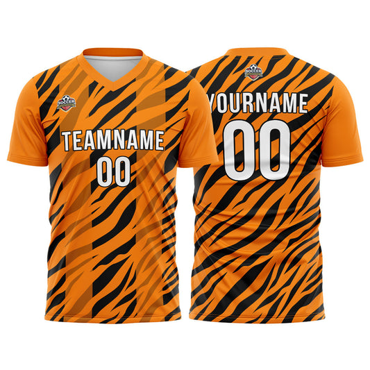 Benutzerdefinierte Fußball Trikots für Männer Frauen Personalisierte Fußball Uniformen für Erwachsene und Kind Orange-Schwarz