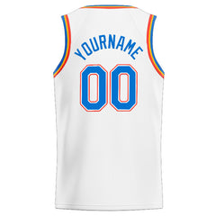 Benutzerdefinierte Authentisch Basketball Trikot Weiß-Blau-Orange