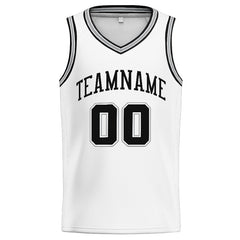 Benutzerdefinierte Authentisch Basketball Trikot Weiß-Schwarz-Grau