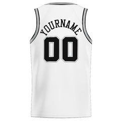 Benutzerdefinierte Authentisch Basketball Trikot Weiß-Schwarz-Grau