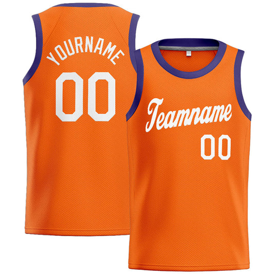 Benutzerdefinierte Authentisch Basketball Trikot Orange-Weiß-Lila