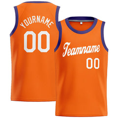 Benutzerdefinierte Authentisch Basketball Trikot Orange-Weiß-Lila