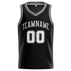 Benutzerdefinierte Authentisch Basketball Trikot Schwarz-Weiß-Grau