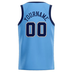 Benutzerdefinierte Authentisch Basketball Trikot Hellblau-Marine