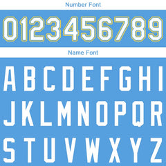 Benutzerdefinierte Authentisch Basketball Trikot Hellblau-Weiß-Gelb