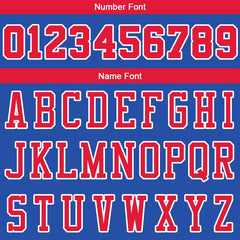 Benutzerdefinierte Authentisch Basketball Trikot Königlich- Rot- Weiß