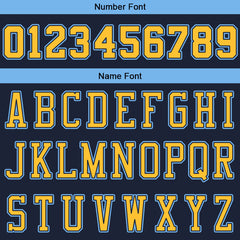 Benutzerdefinierte Authentisch Basketball Trikot Marine-Gelb-Hellblau