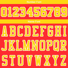 Benutzerdefinierte Authentisch Basketball Trikot Rot-Gelb-Weiß