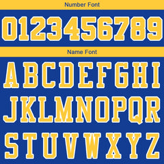 Benutzerdefinierte Authentisch Basketball Trikot Königlich- Gelb- Weiß