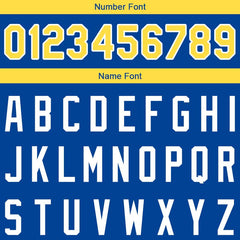 Benutzerdefinierte Authentisch Basketball Trikot Königlich- Gelb- Weiß