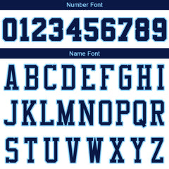 Benutzerdefinierte Authentisch Basketball Trikot Weiß-Marine-Hellblau