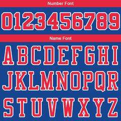 Benutzerdefinierte Authentisch Basketball Trikot Königlich- Rot- Weiß