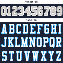 Benutzerdefinierte Authentisch Basketball Trikot Marine-Weiß-Grau-Hellblau