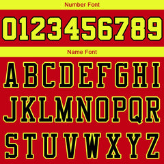 Benutzerdefinierte Authentisch Basketball Trikot Rot-Schwarz-Neongelb