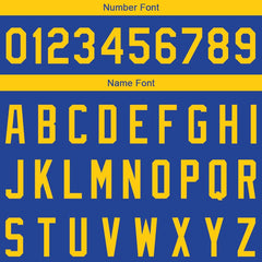 Benutzerdefinierte Authentisch Basketball Trikot Königlich- Gelb- Weiß