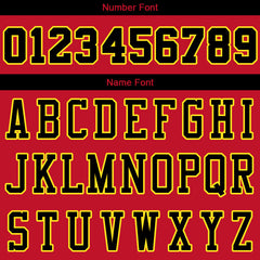 Benutzerdefinierte Authentisch Basketball Trikot Rot-Schwarz-Gelb