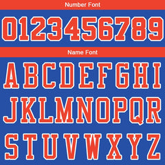 Benutzerdefinierte Authentisch Basketball Trikot Königlich- Orange-Weiß