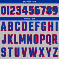 Benutzerdefinierte Authentisch Basketball Trikot Grau-Royal-Rot