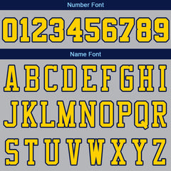 Benutzerdefinierte Authentisch Basketball Trikot Grau-Gelb-Marine