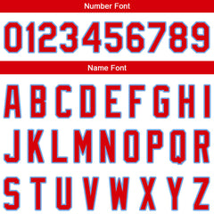 Benutzerdefinierte Authentisch Basketball Trikot Weiß-Rot-Hellblau