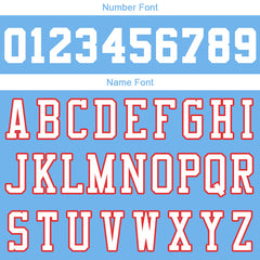 Benutzerdefinierte Authentisch Basketball Trikot Hellblau-Royal-Weiß-Rot