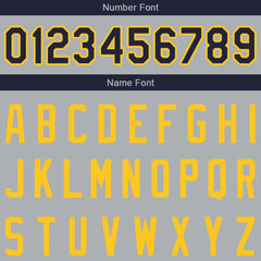 Benutzerdefinierte Authentisch Basketball Trikot Grau-Marine-Gelb