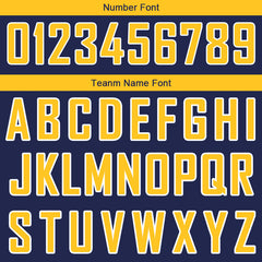 Benutzerdefinierte Authentisch Basketball Trikot Marine-Gelb-Weiß