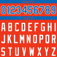 Benutzerdefinierte Authentisch Basketball Trikot Orange-Blau-Weiß